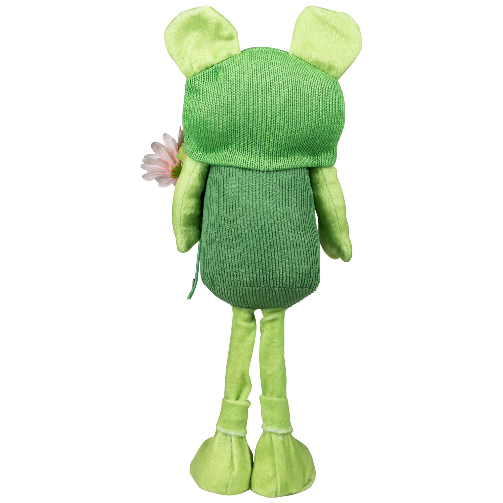 14.5" Standing Spring Gnome with Glittered Frog Hat